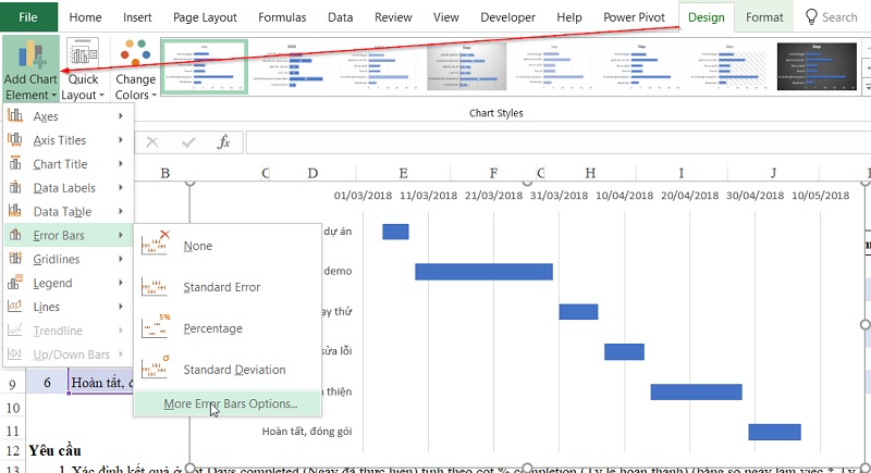 vẽ biểu đồ nguồn nhân lực trong Excel