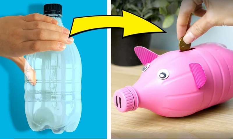 Ý tưởng tái chế chai nhựa thành ống heo cho bé
